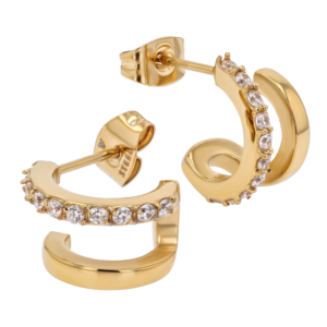 Classic Pave Double Hoops