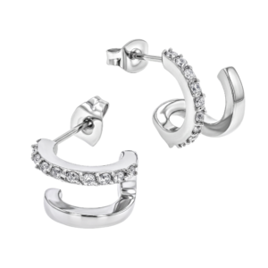 Classic Pave Double Hoops