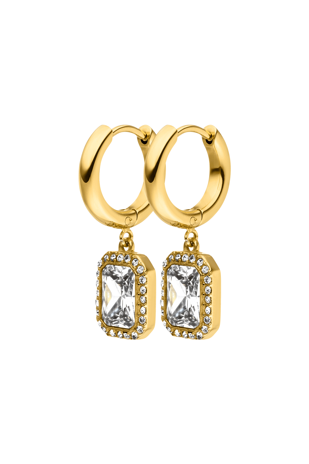 Pavé Emerald Charm Hoops